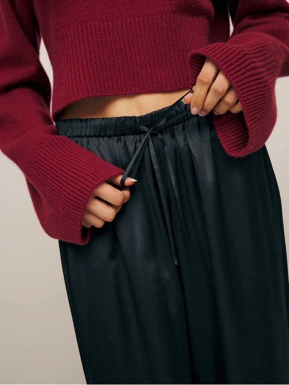 Reformation Olina Wide Leg Silk Pants Black Dressy Size Small Women’s - Picture 3 of 11